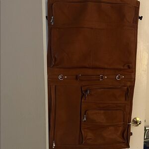 Elegant Tan Leather Garment Bag